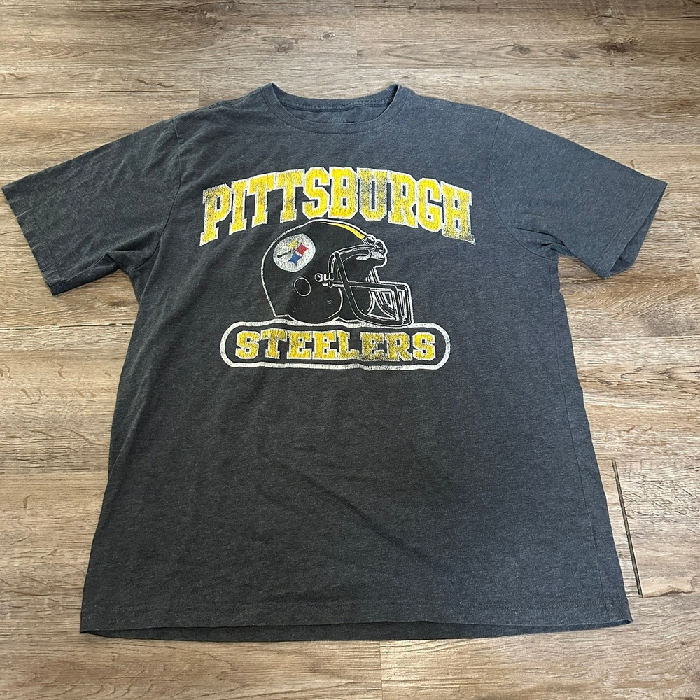 Retro Sport Pittsburgh Steelers T Shirt Mens Large Gray Heather Graphic NFL